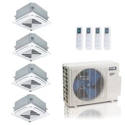 27,000 BTU ACiQ Extreme 23 SEER2 4 Zone Ceiling Cassette Mini Split Heat Pump System - R454B | 230V - 9 + 9 + 9 + 9