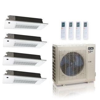 36,000 BTU ACiQ Extreme 23 SEER2 4 Zone Slim Ceiling Cassette Mini Split Heat Pump System - R454B | 230V - 6 + 6 + 18 + 18