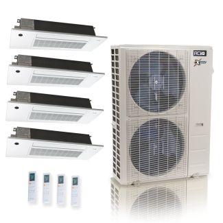 55,000 BTU ACiQ Extreme 22.2 SEER2 4 Zone Slim Ceiling Cassette Mini Split Heat Pump System - R454B | 230V - 9 + 18 + 18 + 18