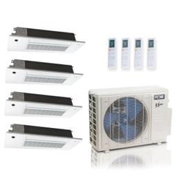 27,000 BTU ACiQ Extreme 23 SEER2 4 Zone Slim Ceiling Cassette Mini Split Heat Pump System - R454B | 230V - 6 + 6 + 6 + 18