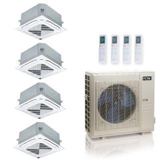 55,000 BTU ACiQ Standard 22 SEER2 4 Zone Ceiling Cassette Mini Split Heat Pump System - R454B | 230V - 12 + 12 + 18 + 24