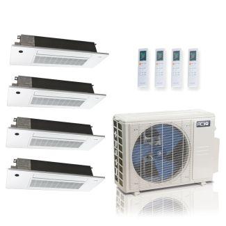 36,000 BTU ACiQ Standard 24 SEER2 4 Zone Slim Ceiling Cassette Mini Split Heat Pump System - R454B | 230V - 6 + 6 + 18 + 18