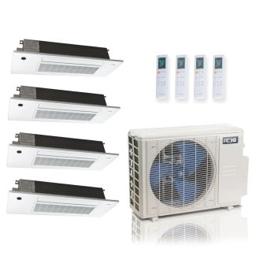 36,000 BTU ACiQ Standard 24 SEER2 4 Zone Slim Ceiling Cassette Mini Split Heat Pump System - R454B | 230V - 6 + 6 + 18 + 18