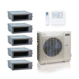 55,000 BTU ACiQ Standard 18 SEER2 5 Zone Concealed Duct Mini Split Heat Pump System - R454B | 230V - 12 + 12 + 12 + 12 + 12