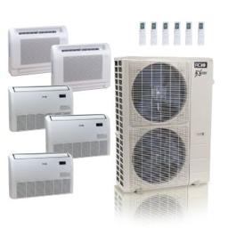 55,000 BTU ACiQ Extreme 22.2 SEER2 5 Zone Floor Mount Mini Split Heat Pump System - R454B | 230V - 9 + 9 + 18 + 18 + 18