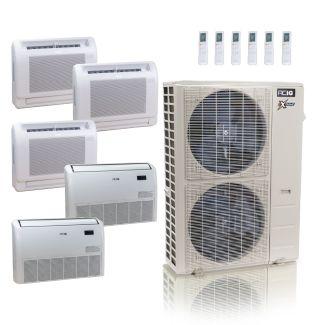 55,000 BTU ACiQ Extreme 22.2 SEER2 5 Zone Floor Mount Mini Split Heat Pump System - R454B | 230V - 9 + 9 + 9 + 18 + 24