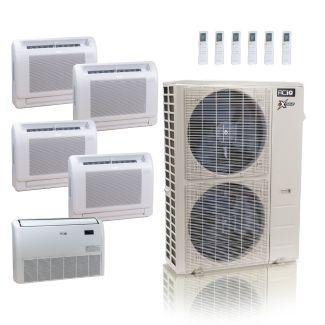 55,000 BTU ACiQ Extreme 22.2 SEER2 5 Zone Floor Mount Mini Split Heat Pump System - R454B | 230V - 12 + 12 + 12 + 12 + 24