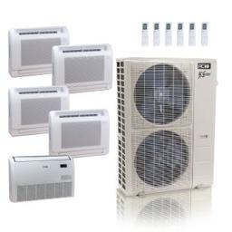 55,000 BTU ACiQ Extreme 22.2 SEER2 5 Zone Floor Mount Mini Split Heat Pump System - R454B | 230V - 12 + 12 + 12 + 12 + 24