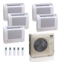 36,000 BTU ACiQ Extreme 23 SEER2 5 Zone Floor Mount Mini Split Heat Pump System - R454B | 230V - 9 + 9 + 9 + 9 + 12
