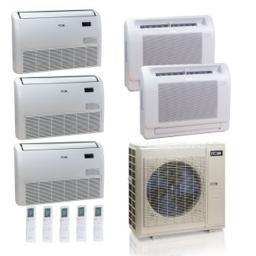 55,000 BTU ACiQ Standard 22 SEER2 5 Zone Floor Mount Mini Split Heat Pump System - R454B | 230V - 9 + 9 + 18 + 18 + 18
