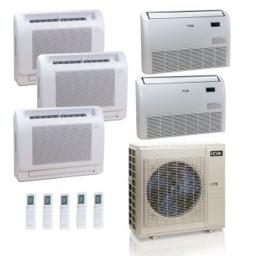 55,000 BTU ACiQ Standard 22 SEER2 5 Zone Floor Mount Mini Split Heat Pump System - R454B | 230V - 9 + 9 + 9 + 18 + 24