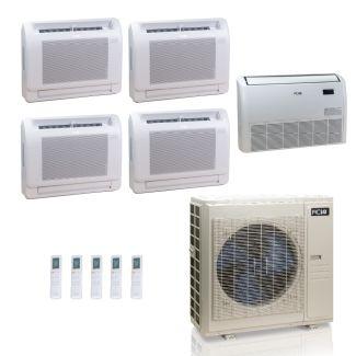55,000 BTU ACiQ Standard 22 SEER2 5 Zone Floor Mount Mini Split Heat Pump System - R454B | 230V - 12 + 12 + 12 + 12 + 24