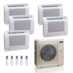 55,000 BTU ACiQ Standard 22 SEER2 5 Zone Floor Mount Mini Split Heat Pump System - R454B | 230V - 12 + 12 + 12 + 12 + 12
