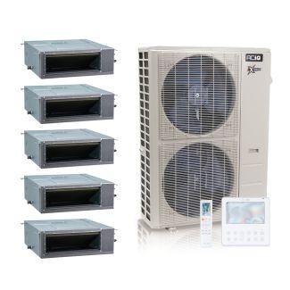 55,000 BTU ACiQ Extreme 20 SEER2 5 Zone Concealed Duct Mini Split Heat Pump System - R454B | 230V - 12 + 12 + 12 + 12 + 12