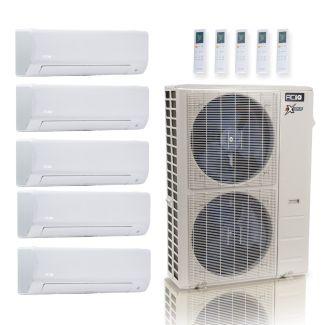 55,000 BTU ACiQ Extreme 22.2 SEER2 5 Zone Wall Mount Mini Split Heat Pump System - R454B | 230V - 6 + 6 + 18 + 18 + 24