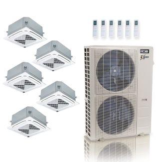 55,000 BTU ACiQ Extreme 22.2 SEER2 5 Zone Ceiling Cassette Mini Split Heat Pump System - R454B | 230V - 12 + 12 + 12 + 12 + 24