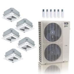 55,000 BTU ACiQ Extreme 22.2 SEER2 5 Zone Ceiling Cassette Mini Split Heat Pump System - R454B | 230V - 12 + 12 + 12 + 12 + 24