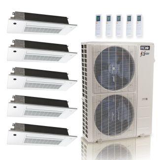 55,000 BTU ACiQ Extreme 22.2 SEER2 5 Zone Slim Ceiling Cassette Mini Split Heat Pump System - R454B | 230V - 6 + 6 + 18 + 18 + 18