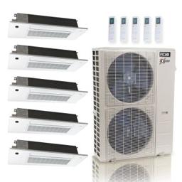 55,000 BTU ACiQ Extreme 22.2 SEER2 5 Zone Slim Ceiling Cassette Mini Split Heat Pump System - R454B | 230V - 6 + 6 + 18 + 18 + 18