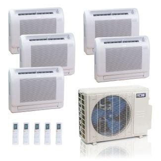 36,000 BTU ACiQ Standard 24 SEER2 5 Zone Floor Mount Mini Split Heat Pump System - R454B | 230V - 9 + 9 + 9 + 9 + 12