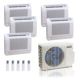 36,000 BTU ACiQ Standard 24 SEER2 5 Zone Floor Mount Mini Split Heat Pump System - R454B | 230V - 9 + 9 + 9 + 9 + 12