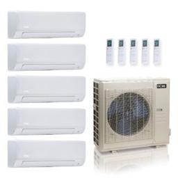 55,000 BTU ACiQ Standard 22 SEER2 5 Zone Wall Mount Mini Split Heat Pump System - R454B | 230V - 6 + 6 + 18 + 18 + 24