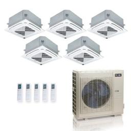 55,000 BTU ACiQ Standard 22 SEER2 5 Zone Ceiling Cassette Mini Split Heat Pump System - R454B | 230V - 12 + 12 + 12 + 12 + 24