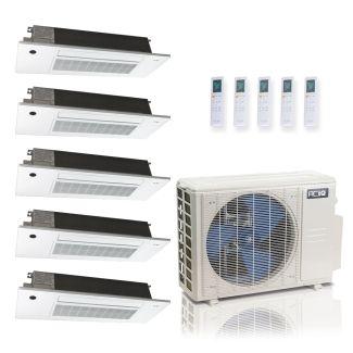 36,000 BTU ACiQ Standard 24 SEER2 5 Zone Slim Ceiling Cassette Mini Split Heat Pump System - R454B | 230V - 6 + 6 + 6 + 6 + 18