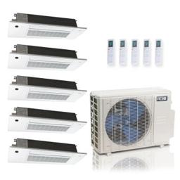 36,000 BTU ACiQ Standard 24 SEER2 5 Zone Slim Ceiling Cassette Mini Split Heat Pump System - R454B | 230V - 6 + 6 + 6 + 6 + 18