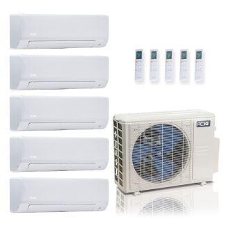 36,000 BTU ACiQ Standard 24 SEER2 5 Zone Wall Mount Mini Split Heat Pump System - R454B | 230V - 6 + 6 + 9 + 9 + 18
