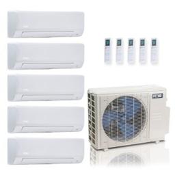 36,000 BTU ACiQ Standard 24 SEER2 5 Zone Wall Mount Mini Split Heat Pump System - R454B | 230V - 6 + 6 + 9 + 9 + 18