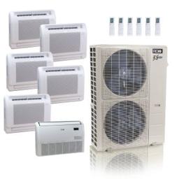 55,000 BTU ACiQ Extreme 22.2 SEER2 6 Zone Floor Mount Mini Split Heat Pump System - R454B | 230V - 9 + 9 + 9 + 9 + 9 + 24