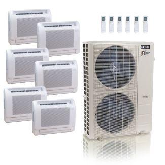 55,000 BTU ACiQ Extreme 22.2 SEER2 6 Zone Floor Mount Mini Split Heat Pump System - R454B | 230V - 9 + 12 + 12 + 12 + 12 + 12