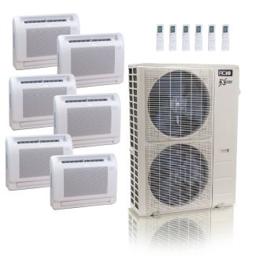 55,000 BTU ACiQ Extreme 22.2 SEER2 6 Zone Floor Mount Mini Split Heat Pump System - R454B | 230V - 9 + 12 + 12 + 12 + 12 + 12