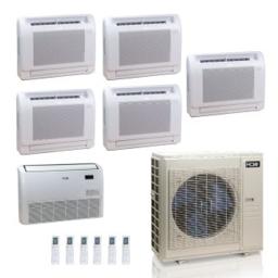55,000 BTU ACiQ Standard 22 SEER2 6 Zone Floor Mount Mini Split Heat Pump System - R454B | 230V - 9 + 9 + 12 + 12 + 12 + 18
