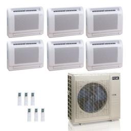 55,000 BTU ACiQ Standard 22 SEER2 6 Zone Floor Mount Mini Split Heat Pump System - R454B | 230V - 12 + 12 + 12 + 12 + 12 + 12