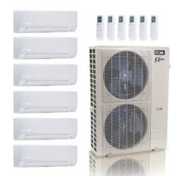 55,000 BTU ACiQ Extreme 22.2 SEER2 6 Zone Wall Mount Mini Split Heat Pump System - R454B | 230V - 9 + 9 + 9 + 9 + 9 + 24