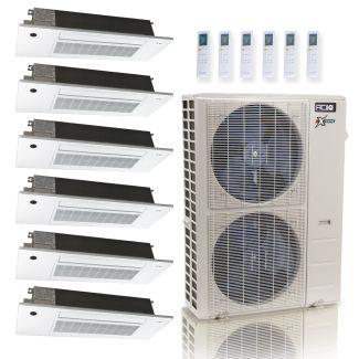 55,000 BTU ACiQ Extreme 22.2 SEER2 6 Zone Slim Ceiling Cassette Mini Split Heat Pump System - R454B | 230V - 6 + 9 + 9 + 9 + 9 + 18