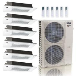 55,000 BTU ACiQ Extreme 22.2 SEER2 6 Zone Slim Ceiling Cassette Mini Split Heat Pump System - R454B | 230V - 6 + 9 + 9 + 9 + 9 + 18