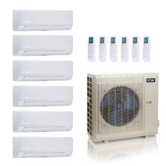 55,000 BTU ACIQ Standard 22 SEER2 6 Zone Wall Mount Mini Split Heat Pump System - R454B | 230V - 6 + 9 + 9 + 9 + 18 + 18