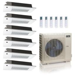 55,000 BTU ACiQ Standard 22 SEER2 6 Zone Slim Ceiling Cassette Mini Split Heat Pump System - R454B | 230V - 9 + 9 + 9 + 9 + 9 + 18
