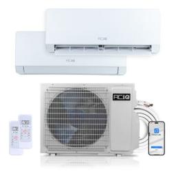24,000 BTU ACIQ Essentials 23.0 SEER2 Dual Zone Wall Mount Mini Split Heat Pump System w/ 15ft Line Set - R32 | 230V - 12 + 18
