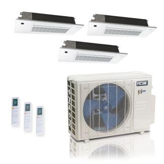 18,000 BTU ACiQ Extreme 25 SEER2 3 Zone Slim Ceiling Cassette Mini Split Heat Pump System - R454B | 230V - 6 + 6 + 6