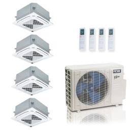 27,000 BTU ACiQ Extreme 23 SEER2 3 Zone Slim Ceiling Cassette Mini Split Heat Pump System - R454B | 230V - 6 + 6 + 18