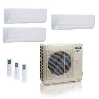 36,000 BTU ACiQ Extreme 23 SEER2 3 Zone Slim Ceiling Cassette Mini Split Heat Pump System - R454B | 230V - 6 + 18 + 18