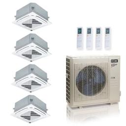 36,000 BTU ACiQ Extreme 23 SEER2 3 Zone Slim Ceiling Cassette Mini Split Heat Pump System - R454B | 230V - 6 + 18 + 18