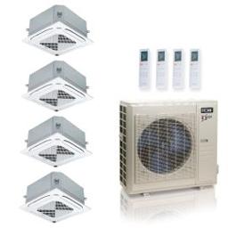 36,000 BTU ACiQ Extreme 23 SEER2 3 Zone Slim Ceiling Cassette Mini Split Heat Pump System - R454B | 230V - 6 + 18 + 18