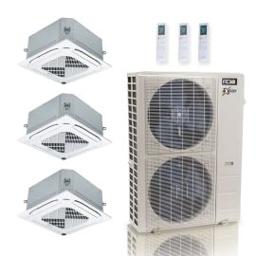 48,000 BTU ACiQ Extreme 23 SEER2 4 Zone Ceiling Cassette Mini Split Heat Pump System - R454B | 230V - 9 + 12 + 18 + 24