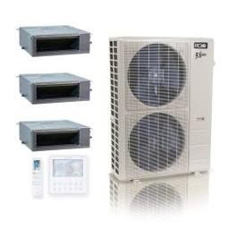 48,000 BTU ACiQ Extreme 23 SEER2 4 Zone Ceiling Cassette Mini Split Heat Pump System - R454B | 230V - 9 + 12 + 18 + 24