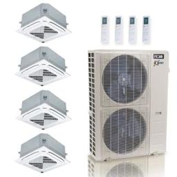 48,000 BTU ACiQ Extreme 23 SEER2 4 Zone Ceiling Cassette Mini Split Heat Pump System - R454B | 230V - 9 + 12 + 18 + 24